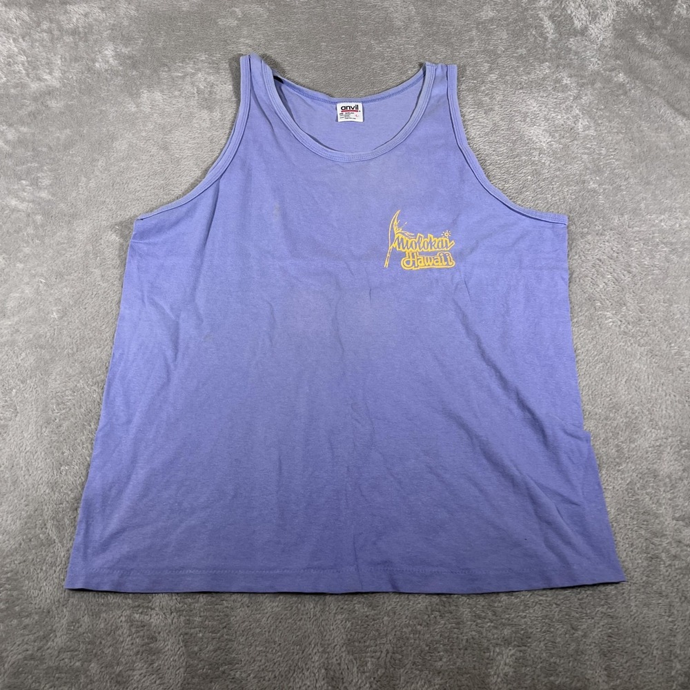Vintage Molokai Hot‎ Bread Hawaii Tank Mens Large Purple Anvil 90s Made USA